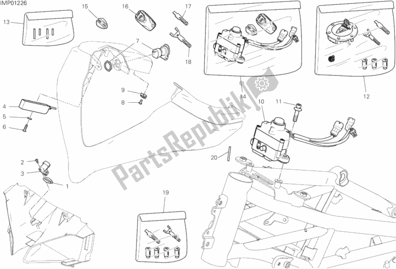 All parts for the Front Wiring Harness of the Ducati Multistrada 1260 ABS Brasil 2019
